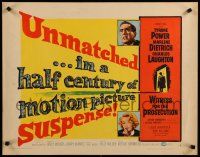 8b409 WITNESS FOR THE PROSECUTION style B 1/2sh '58 Billy Wilder, Tyrone Power, Dietrich, Laughton!