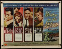 8b412 WRITTEN ON THE WIND style A 1/2sh '56 Dorothy Malone, Bacall, Rock Hudson & Robert Stack!