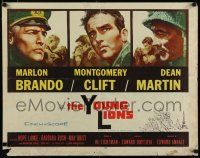 8b415 YOUNG LIONS 1/2sh '58 art of Nazi Marlon Brando, Dean Martin & Montgomery Clift!