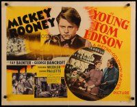 8b416 YOUNG TOM EDISON 1/2sh '40 great close up of dedicated young inventor Mickey Rooney!