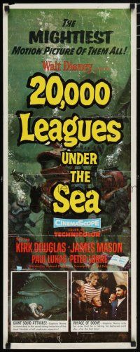 8b421 20,000 LEAGUES UNDER THE SEA insert '55 Jules Verne classic, art of deep sea divers!