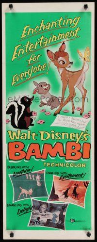 8b436 BAMBI insert R57 Walt Disney cartoon deer classic, great art with Thumper & Flower!