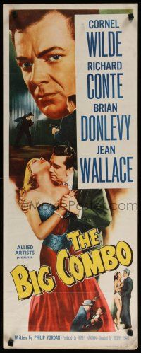 8b448 BIG COMBO insert '55 art of Cornel Wilde & sexy Jean Wallace, classic film noir!