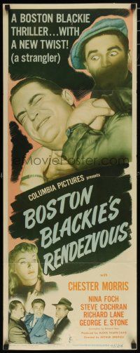 8b458 BOSTON BLACKIE'S RENDEZVOUS insert '45 Chester Morris on the trail of a strangler!
