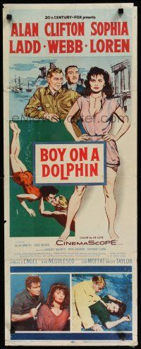 8b459 BOY ON A DOLPHIN insert '57 art of Alan Ladd & sexiest Sophia Loren, Clifton Webb!