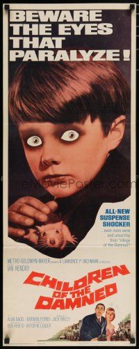 8b486 CHILDREN OF THE DAMNED insert '64 beware the creepy kid's eyes that paralyze!