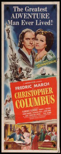 8b490 CHRISTOPHER COLUMBUS insert '49 art of Fredric March in the title role, Florence Eldridge!