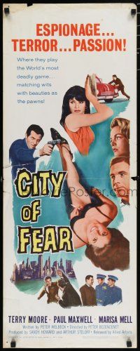 8b492 CITY OF FEAR insert '65 Terry Moore, sexy girls, espionage, terror, passion!