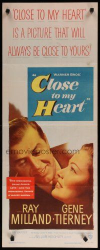8b494 CLOSE TO MY HEART insert '51 Gene Tierney & Ray Milland adopt a child!