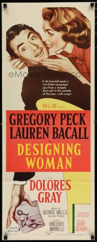 8b508 DESIGNING WOMAN insert '57 romantic art of Gregory Peck & sexy Lauren Bacall!