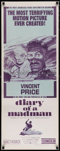 8b512 DIARY OF A MADMAN insert '63 Vincent Price in his most chilling portrayal of evil!