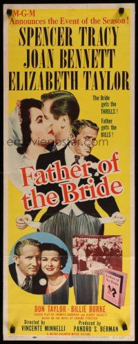 8b529 FATHER OF THE BRIDE insert '50 Liz Taylor in wedding gown & broke Spencer Tracy!