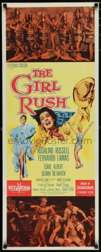 8b548 GIRL RUSH insert '55 artwork of sexy showgirl Rosalind Russell in Las Vegas!