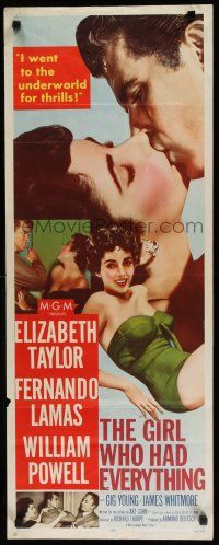 8b549 GIRL WHO HAD EVERYTHING insert '53 close up of sexiest Elizabeth Taylor in skimpy outfit!