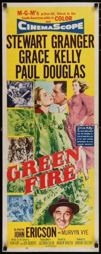 8b565 GREEN FIRE insert '54 art of beautiful full-length Grace Kelly + Stewart Granger!