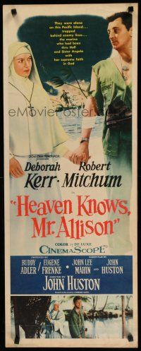 8b573 HEAVEN KNOWS MR. ALLISON insert '57 Robert Mitchum holding hands with nun Deborah Kerr!