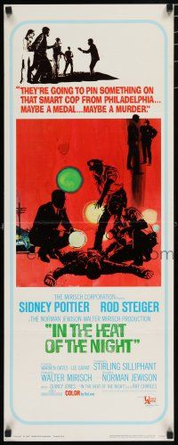 8b593 IN THE HEAT OF THE NIGHT insert '67 Sidney Poitier, Rod Steiger, Warren Oates, crime art!