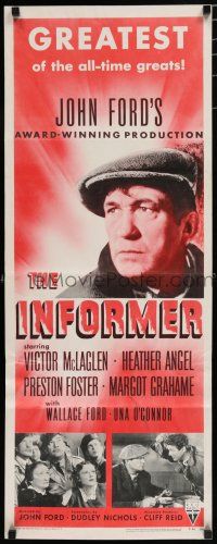 8b597 INFORMER insert R55 John Ford, great close up art of angry Victor McLaglen, Heather Angel!