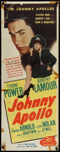 8b608 JOHNNY APOLLO insert R49 close-up of Tyrone Power & sexy Dorothy Lamour!