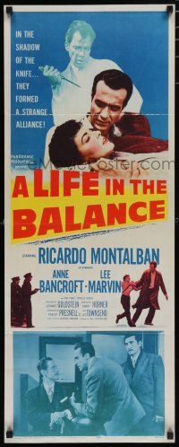 8b639 LIFE IN THE BALANCE insert '55 early Ricardo Montalban, Anne Bancroft, Lee Marvin!