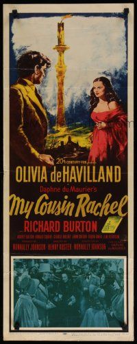 8b690 MY COUSIN RACHEL insert '53 artwork of pretty Olivia de Havilland & Richard Burton!