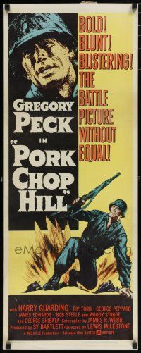 8b721 PORK CHOP HILL insert '59 Lewis Milestone directed, art of Korean War soldier Gregory Peck!