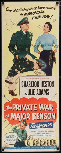 8b725 PRIVATE WAR OF MAJOR BENSON insert '55 art of Charlton Heston ordering around little kids!