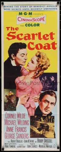 8b754 SCARLET COAT insert '55 romantic art of Cornel Wilde & Anne Francis, John Sturges directed!
