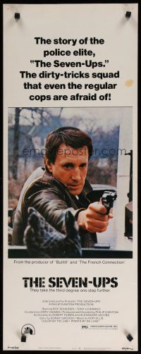 8b759 SEVEN-UPS insert '74 close up of elite policeman Roy Scheider pointing gun!