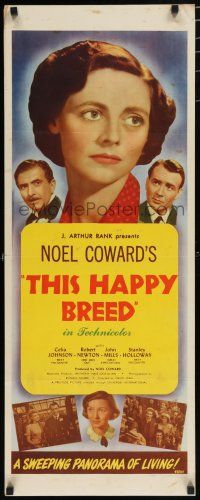 8b800 THIS HAPPY BREED insert '47 David Lean directed, Robert Newton, John Mills, & Celia Johnson!