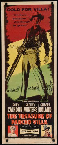 8b816 TREASURE OF PANCHO VILLA insert '55 art of cowboy Rory Calhoun with custom machine gun!