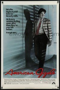 8c049 AMERICAN GIGOLO 1sh '80 handsomest male prostitute Richard Gere is being framed for murder!