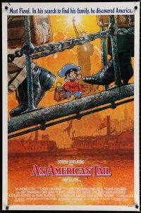 8c055 AMERICAN TAIL 1sh '86 Steven Spielberg, Don Bluth, art of Fievel the mouse by Drew!