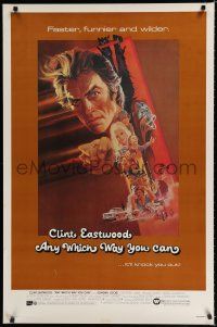 8c059 ANY WHICH WAY YOU CAN 1sh '80 cool artwork of Clint Eastwood by Bob Peak!