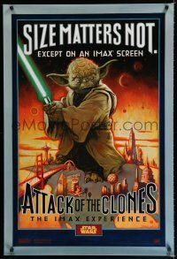 8c069 ATTACK OF THE CLONES style A DS 1sh '02 David McMacken art of Yoda, Size Matters Not!