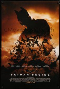 8c084 BATMAN BEGINS June 17 advance DS 1sh '05 Christian Bale as the Caped Crusader!