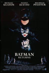 8c091 BATMAN RETURNS 1sh '92 collage of Michael Keaton, Danny DeVito, Michelle Pfeiffer!