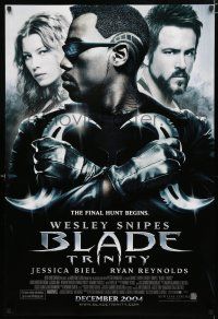 8c113 BLADE TRINITY advance DS 1sh '04 Wesley Snipes, toughguy Ryan Reynolds, Jessica Biel!
