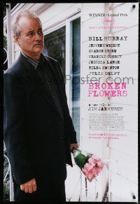 8c141 BROKEN FLOWERS DS 1sh '05 Jim Jarmusch, Bill Murray standing by door w/flowers!