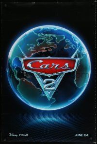 8c152 CARS 2 advance DS 1sh '11 Walt Disney animated automobile racing sequel, cool image of Earth!