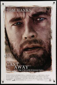 8c158 CAST AWAY style A DS 1sh '00 Tom Hanks stranded on a desert island, Robert Zemeckis