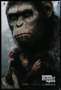 8c207 DAWN OF THE PLANET OF THE APES style B teaser DS 1sh '14 close-up of Caesar w/ his son!
