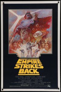 8c245 EMPIRE STRIKES BACK 1sh R81 George Lucas sci-fi classic, cool artwork by Tom Jung!