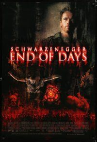 8c246 END OF DAYS DS 1sh '99 grizzled Arnold Schwarzenegger, cool creepy horror images!
