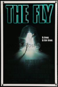 8c278 FLY 1sh '86 David Cronenberg, Jeff Goldblum, cool sci-fi art of telepod by Mahon!