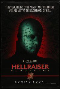 8c342 HELLRAISER: BLOODLINE teaser DS 1sh '96 Clive Barker, Pinhead at the crossroads of hell!