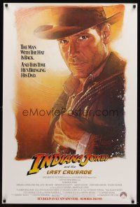 8c380 INDIANA JONES & THE LAST CRUSADE advance 1sh '89 art of Harrison Ford by Drew Struzan!