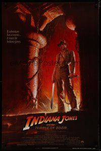 8c381 INDIANA JONES & THE TEMPLE OF DOOM 1sh '84 adventure is Ford's name, Bruce Wolfe art!
