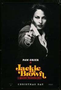8c402 JACKIE BROWN teaser 1sh '97 Quentin Tarantino, cool image of Pam Grier in title role!