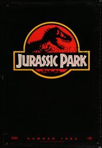 8c417 JURASSIC PARK teaser DS 1sh '93 Steven Spielberg, Richard Attenborough re-creates dinosaurs!